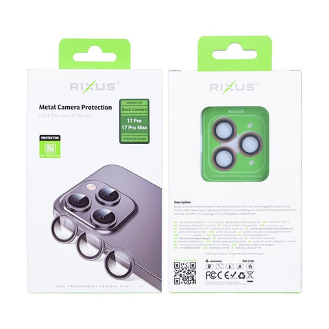 Verre trempé Rixus Metal Shield pour Apple iPhone 17 Pro, 17 Pro Max Orange