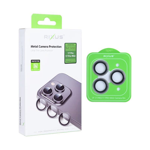 Verre trempé Rixus Metal Shield pour Apple iPhone 17 Pro, 17 Pro Max Gris