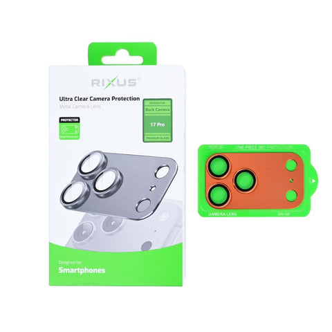 Protection ultra transparente pour appareil photo Rixus pour Apple iPhone 17 Pro Cosmic Orange