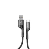 Câble rétractable à ressort Rixus RXUC17AC USB-A vers USB-C noir