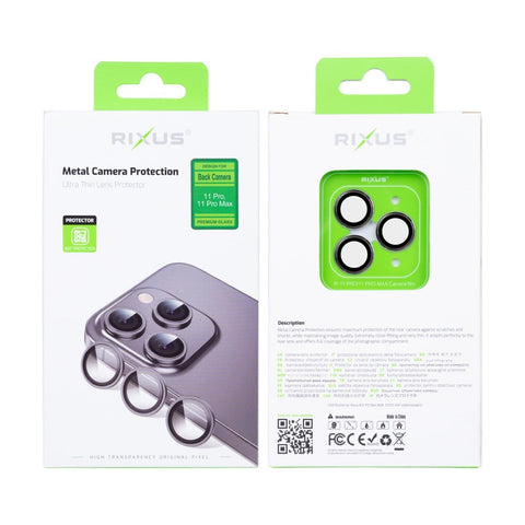 Verre trempé Rixus Metal Shield pour Apple iPhone 11 Pro, 11 Pro Max gris sidéral mat