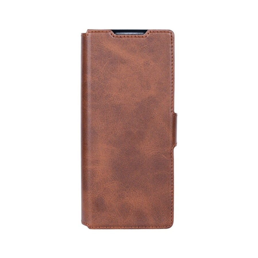 Étui portefeuille Rixus avec porte-stylo pour Samsung Galaxy Z Fold4 marron