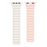 Bracelet magnétique en silicone Rixus pour Apple Watch 42 mm, 44 mm, 45 mm, 49 mm, blanc et rose