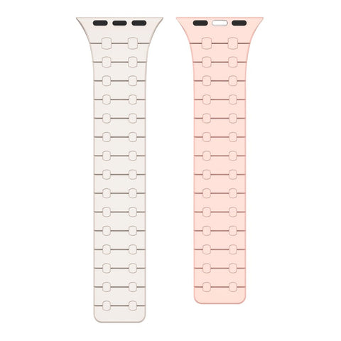 Bracelet magnétique en silicone Rixus pour Apple Watch 42 mm, 44 mm, 45 mm, 49 mm, blanc et rose