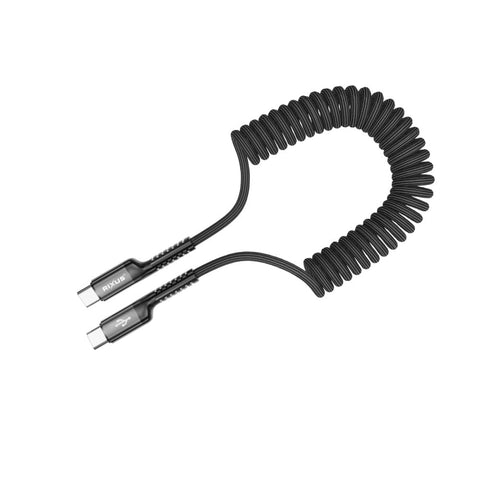 Câble rétractable à ressort Rixus RXUC17C USB-C vers USB-C noir