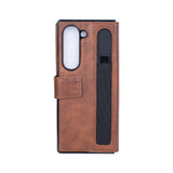 Étui portefeuille Rixus avec porte-stylo pour Samsung Galaxy Z Fold5 marron