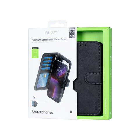 Portefeuille magnétique amovible Rixus Duo pour Samsung Galaxy S24 Noir