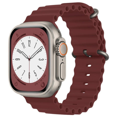 Bracelet en silicone souple et respirant Ocean pour Apple Watch Series 38/40/41 mm (taille M/L) - Rouge vin