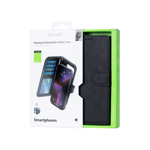 Portefeuille magnétique amovible Rixus Duo pour Samsung Galaxy S24 Plus Noir