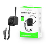 Chargeur rapide USB-C de bureau rétractable 3 en 1 Rixus RXUC61, 1,7 m, 100 W, noir