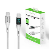 Câble USB-C vers USB-C tressé Rixus RXUC29C avec écran LED blanc