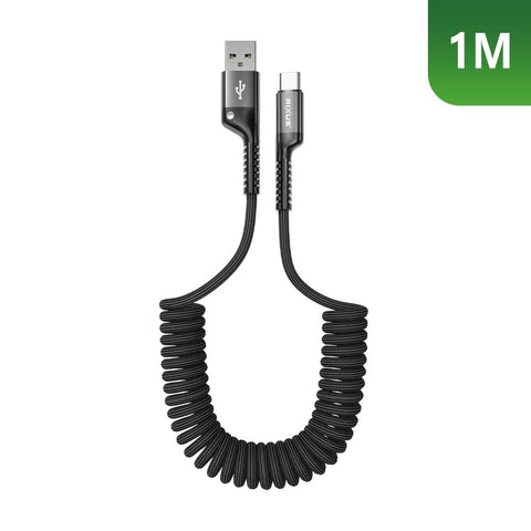 Câble rétractable à ressort Rixus RXUC17AC USB-A vers USB-C noir