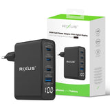 Adaptateur secteur Rixus RX100 GaN avec écran numérique 100 W noir