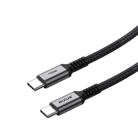 Câble Rixus RXUC06 USB-C 2.0 vers USB-C 3 m 100 W gris sidéral