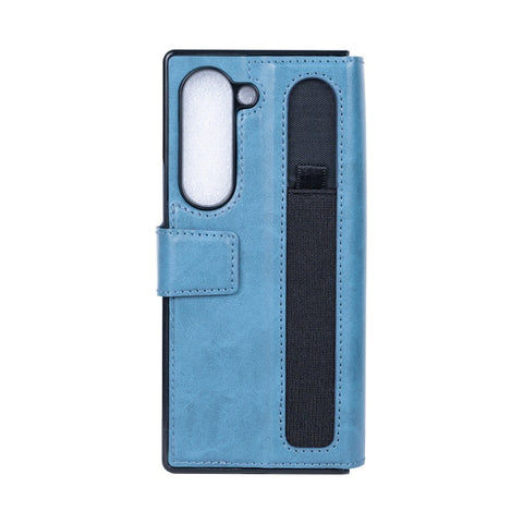 Étui portefeuille Rixus avec porte-stylo pour Samsung Galaxy Z Fold6 bleu sierra