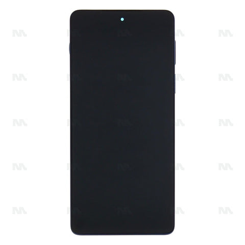 Chassis + Ecran LCD + Vitre pour Motorola Edge 20 Pro (XT2153) (5D68C19377) - Blue Vegan Leather