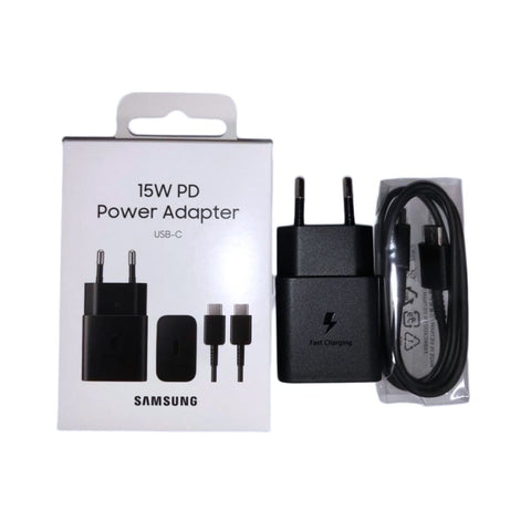 Chargeur rapide Samsung USB-C 15 W avec câble 1 m, noir, boîte d'origine