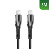 Câble de recharge rapide Rixus RXUC39C USB-C vers USB-C tressé en nylon 3 m noir