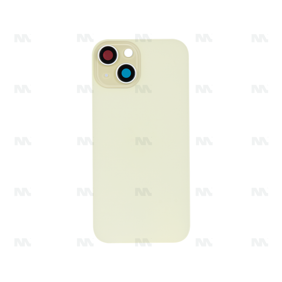 Vitre Arrière sans NFC, cadre de caméra agrandi jaune Compatible pour Apple iPhone 15