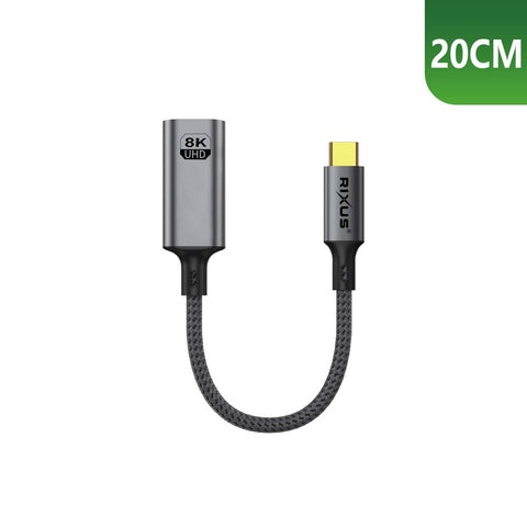 Convertisseur Rixus RXHU18 USB-C vers DisplayPort femelle, 20 cm, gris sidéral