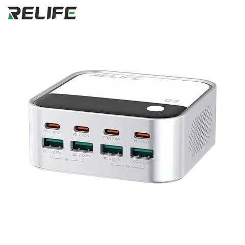 Chargeur RELIFE Q2 à 8 ports GaN 120 W gris