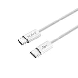 Câble tressé en nylon Rixus RXUC15C USB-C vers USB-C, 1 m, blanc