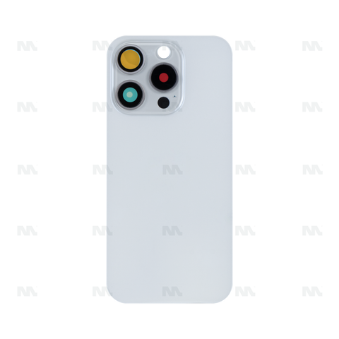 Vitre Arrière sans NFC, cadre d'appareil photo agrandi Titane blanc Compatible pour Apple iPhone 15 Pro