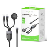 Câble de recharge 3 en 1 pour montre et téléphone Rixus RXUC31, 1,2 m, noir