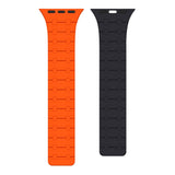 Bracelet magnétique en silicone Rixus pour Apple Watch 38 mm, 40 mm, 41 mm Orange et Midnight