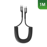 Câble rétractable à ressort Rixus RXUC17C USB-C vers USB-C noir