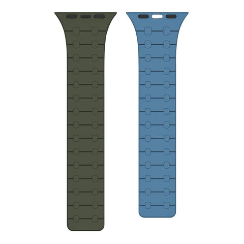 Bracelet magnétique en silicone Rixus pour Apple Watch 38 mm, 40 mm, 41 mm vert foncé et bleu foncé