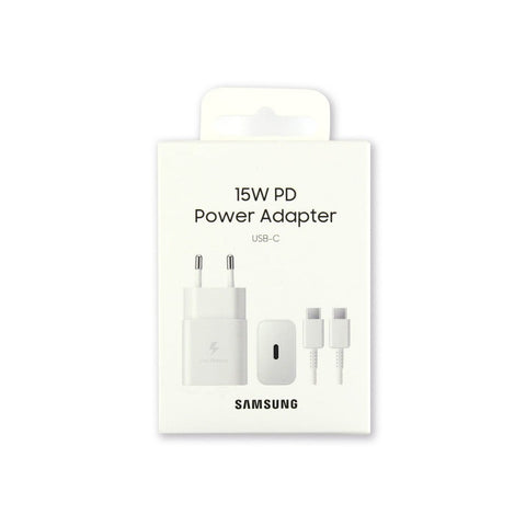 Chargeur rapide Samsung USB-C 15 W avec câble 1 m, blanc, boîte d'origine