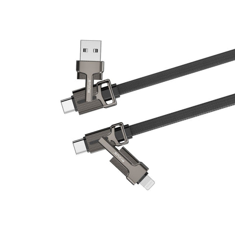 Câble multifonction plat tressé Rixus RXUC41, 1 m, noir