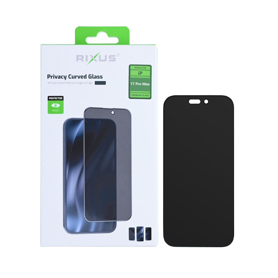 Verre trempé Rixus Privacy Full Curved Edge pour Apple iPhone 17 Pro Max