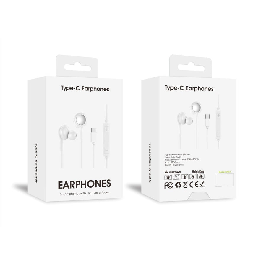 Écouteurs intra-auriculaires filaires Pop-Up Type-C ER02 Blanc