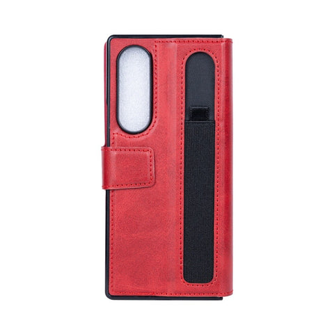 Étui portefeuille Rixus avec porte-stylo pour Samsung Galaxy Z Fold4 rouge