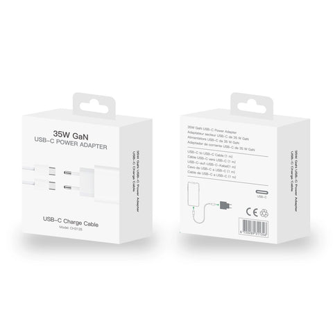 Adaptateur secteur USB-C GaN CH3126 Câble USB-C vers USB-C 100 cm 35 W Blanc