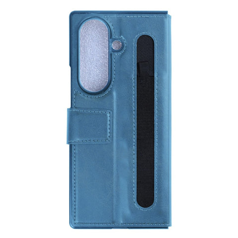 Étui portefeuille Rixus avec porte-stylo pour Samsung Galaxy Z Fold 7 bleu sierra