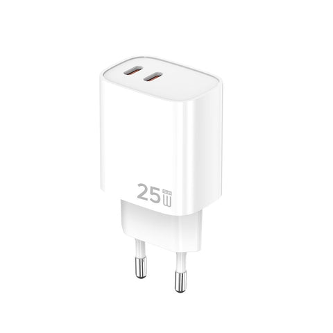 Adaptateur de charge rapide CH25W Double port USB-C 25 W Blanc