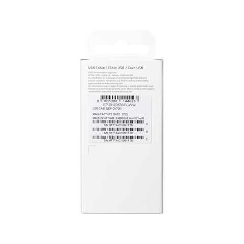 Câble de données Samsung EP-DA705BBEGWW USB Type-C vers Type-C, 1 m, noir, boîte de vente au détail