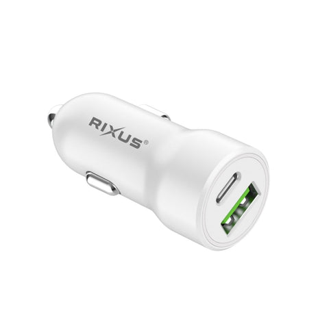 Adaptateur super rapide pour voiture Rixus RXCC16S à double port (PD+QC 3.0) (présentoir de comptoir)