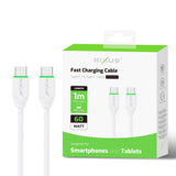 Câble USB-C vers USB-C à chargement rapide Rixus RXUC18C blanc