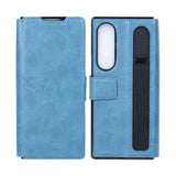 Étui portefeuille Rixus avec porte-stylo pour Samsung Galaxy Z Fold4 bleu sierra