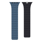 Bracelet magnétique en silicone Rixus pour Apple Watch 42 mm, 44 mm, 45 mm, 49 mm Bleu et Midnight