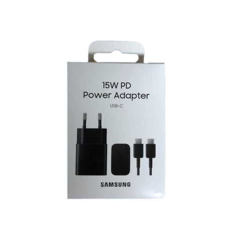 Chargeur rapide Samsung USB-C 15 W avec câble 1 m, noir, boîte d'origine