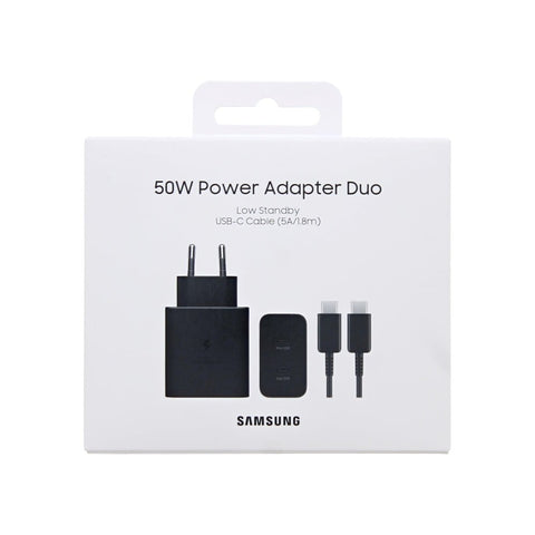 Chargeur Samsung 50 W 2 ports (USB-C) avec câble Type-C vers Type-C noir Service Pack EP-T5020XBEGEU