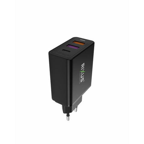 Chargeur double USB et PD Rixus RX70B avec câble USB vers USB-C noir