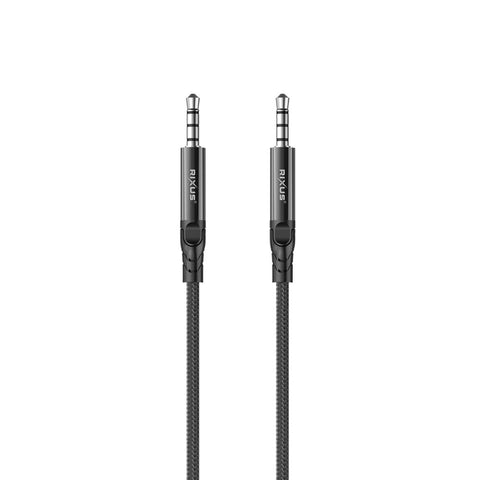 Câble audio tressé Rixus RXMU35 AUX 3,5 mm vers AUX 3,5 mm, 1,2 m, noir