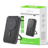 Batterie externe Rixus RXPB71B MagSafe 10 000 mAh avec support pliable - Noir