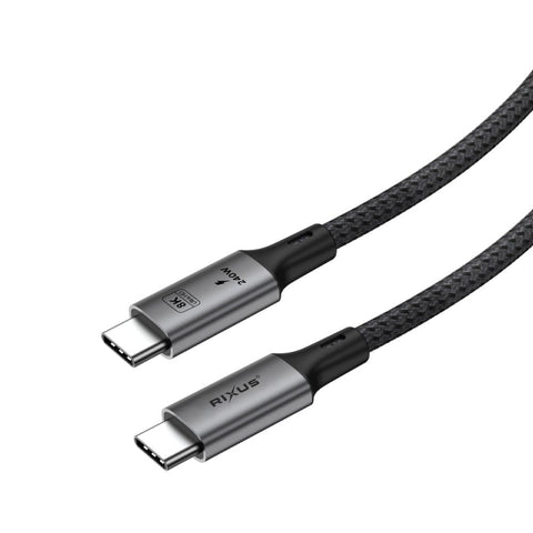 Câble Rixus RXUC02 USB-C 4.0 vers USB-C, 1,8 m, 240 W, gris